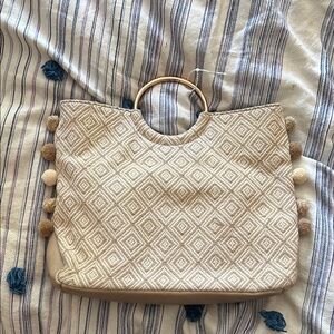 LC Lauren Conrad Cream and Gold Tote Bag